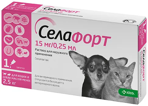 Селафорт для котів і собак, стоп-он 15мг  (до 2,5кг) №1 
