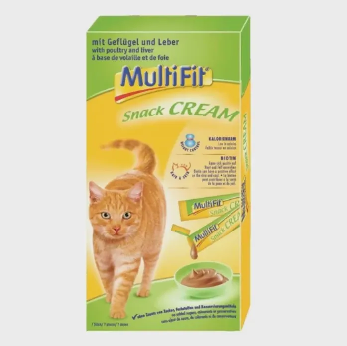 Кремові ласощі для котів MultiFit Geflugel & Leber (птиця & печінка) 7*15г