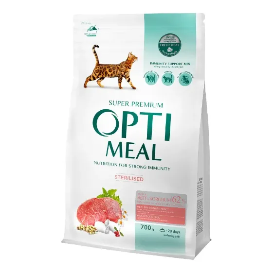 Optimeal+ для стерилізованих котів, яловичина та сорго 700г