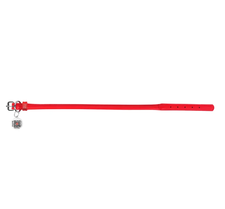 35063 Нашийник WAUDOG Glamour з QR паспортом, шкіряний, круглий d 10мм Д 39-47см червоний