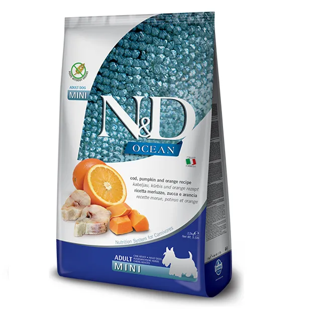 Farmina Dog N&D Grain Free Ocean Cod Pumpkin&Orange Adult Mini з тріскою та апельсином для малих порід 2.5kg 36520