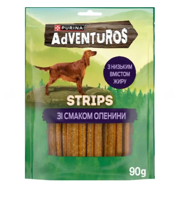 Ласощі для собак Purina Adventuros Stripes смужки дикої оленини 90г