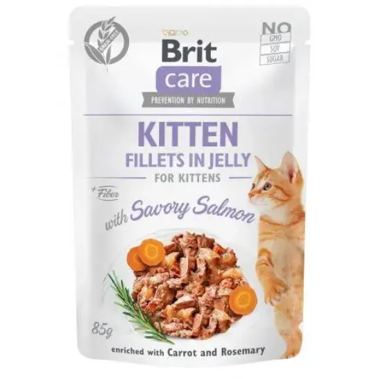 Brit Care Cat pouch (філе в желе пікантний лосось для кошенят) 85г