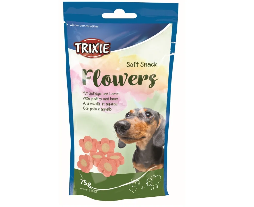 31492 Ласощі для собак Trixie Soft Snack Flowers ягня, курка 75г