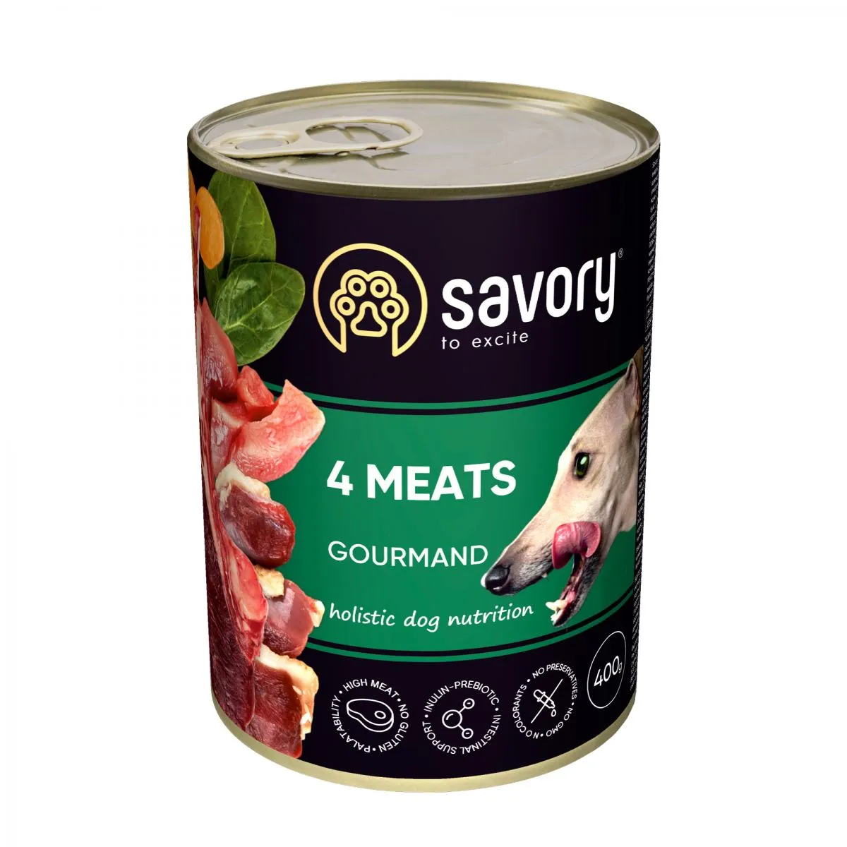 Savory вологий корм для дорослих собак усіх порід з чотирма видами м'яса 400g