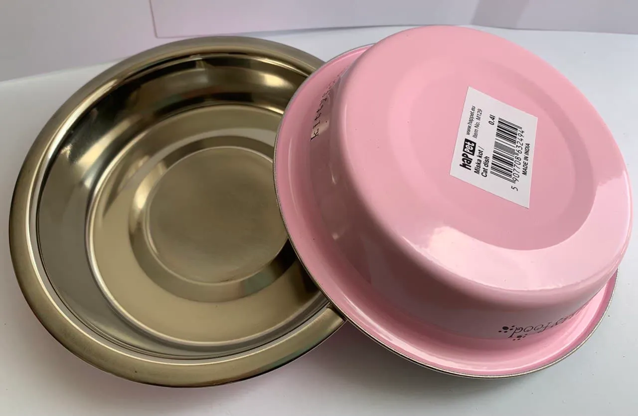 М 129 Миска металева для кота "Kitty Food" рожева 0,3л