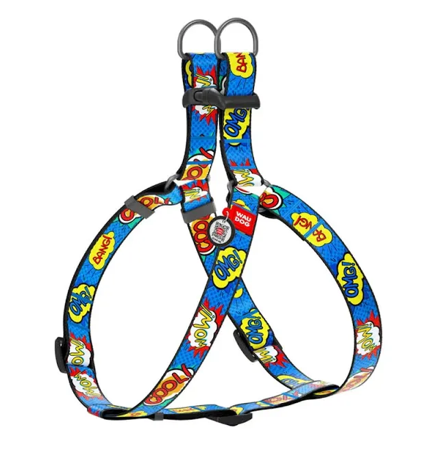 5012 Шлея WAUDOG Nylon з QR паспортом, малюнок "ВАУ" Ш 26мм Д 60-90см