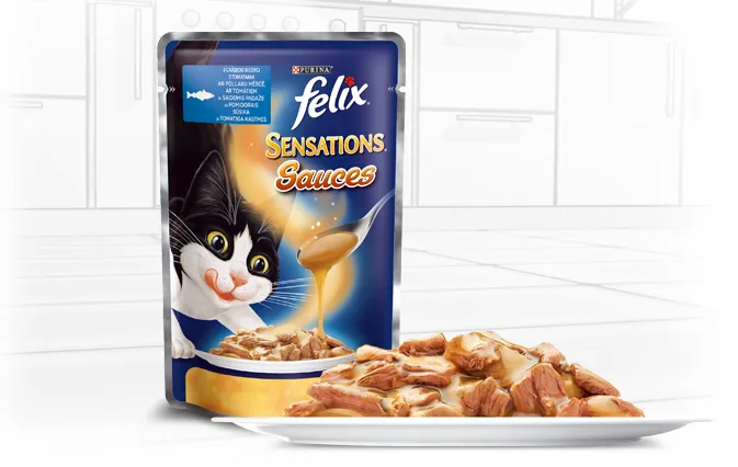 Felix Sensations пауч для котів в соусі (сайда&томат), 100 г