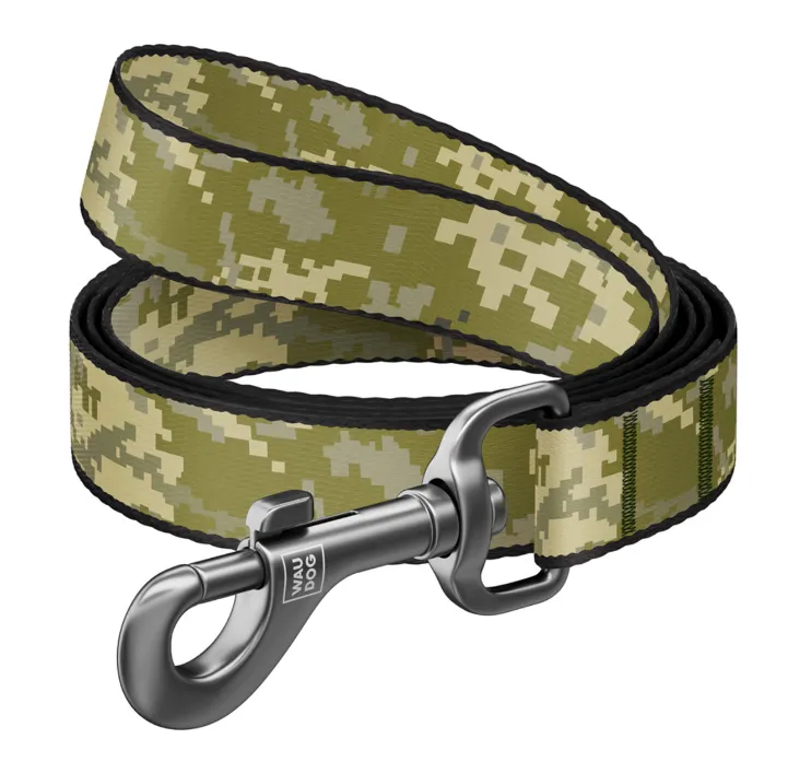 372 -4026 Повідець WAUDOG Nylon регульований, малюнок "Мілітарі" L-XXL Ш 25мм Д 152-183см