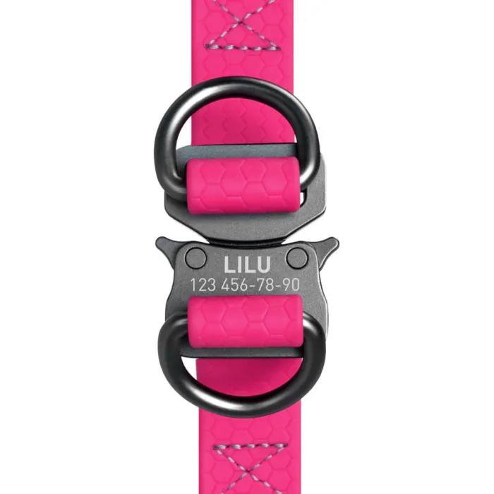 27637 Шлея WAUDOG Waterproof водостійка, з QR паспортом, метал. фастекс XS Ш 15мм Д 30-39см рожева