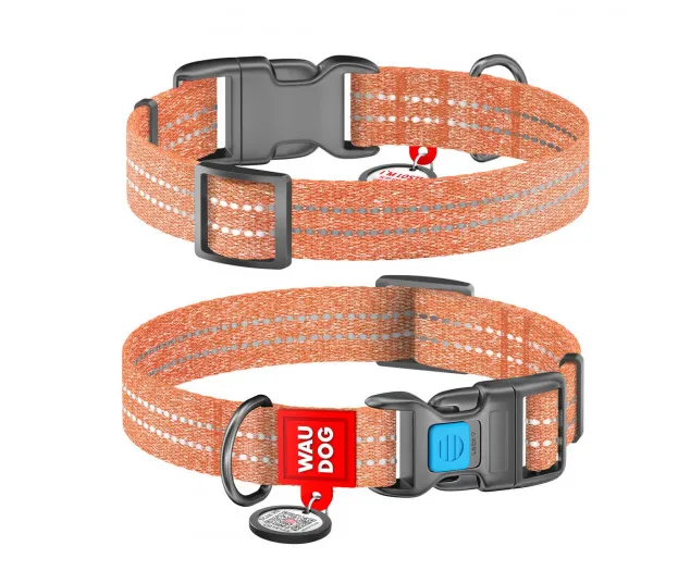02884 Нашийник WAUDOG Re-cotton з відновленої бавовни з QR паспортом (шир.20мм, довж.24-40см) помаранчевий