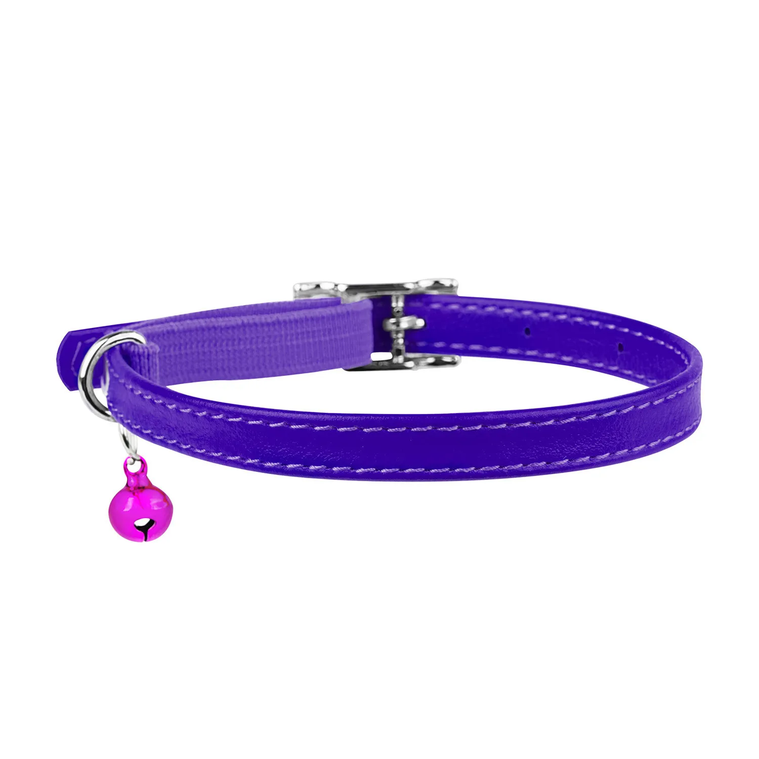 32489 Нашийник "CoLLaR GLAMOUR" без прикрас з резинкою для кошенят (шир.9мм, довж.22-30см) фіолетовий