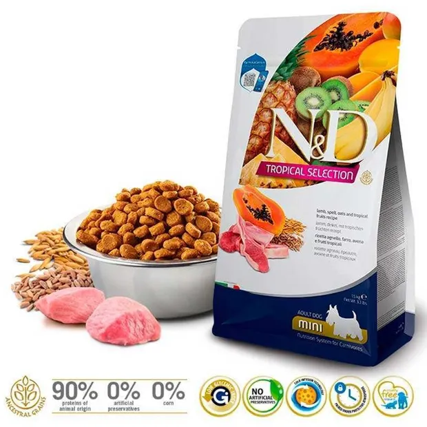 Farmina Dog N&D Low Grain Tropical Selection Lamb Adult Mini з ягням та тропічними фруктами для малих порід 1.5kg 42316