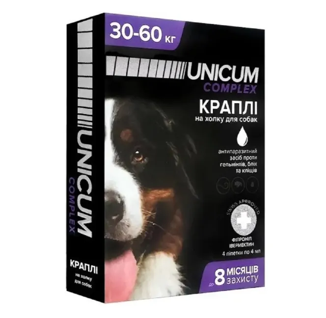 Краплі від бліх, кліщів і гельмінтів UNICUM Complex для собак 30-60кг