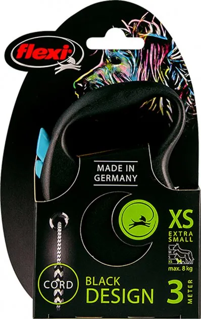 33234 Повідець-рулетка Black Design XS трос 3м/8кг синій
