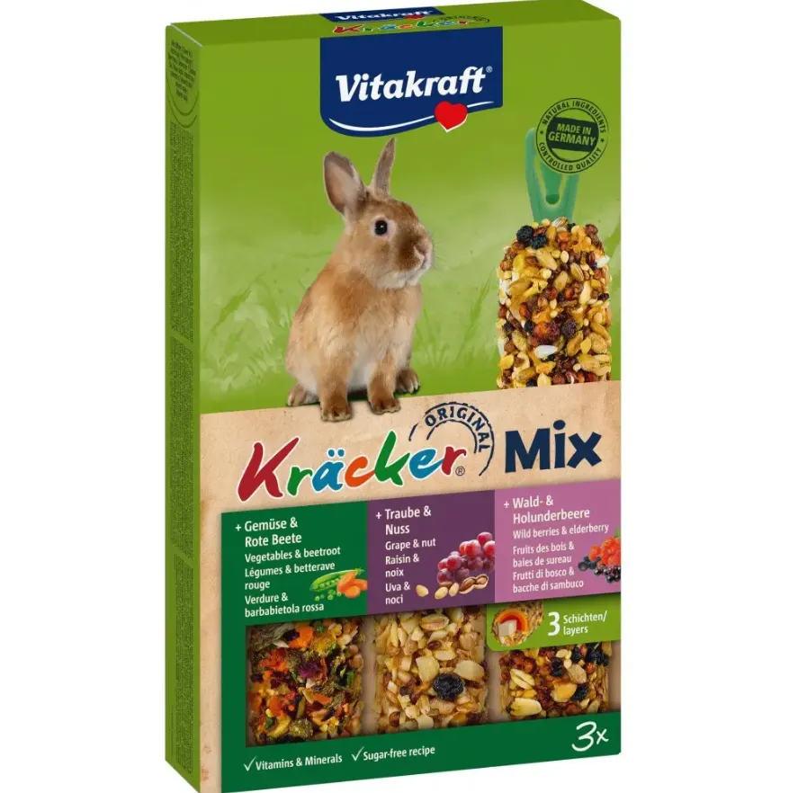 Ласощі Vitakraft Kracker для кроликів з овочами, горіхами та лісовими ягодами 3шт 25227