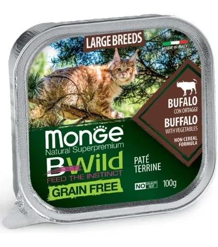 MONGE BWild CAT Консервований корм для котів, буйвол/овочі, 100гр