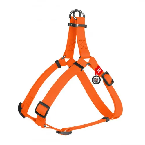 27654 Шлея WAUDOG Waterproof, водостійка, металева фурнітура (ширина 20мм, довжина 50-80см) помаранчева