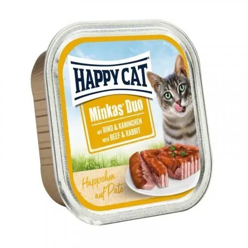 70174 Happy Cat Duo Rind & Kaninchen 100г вологий корм для котів у вигляді паштету в соусі з яловичиною та кроликом