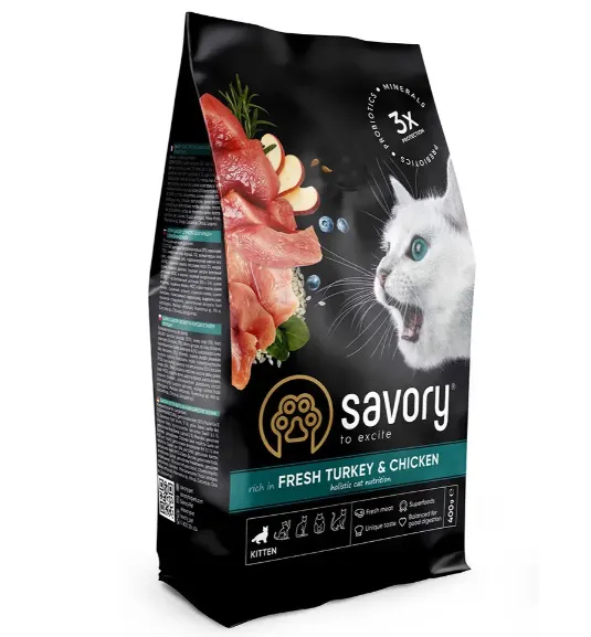 Savory сухий корм для кошенят всіх порід індик/курка 0.4кг 30136