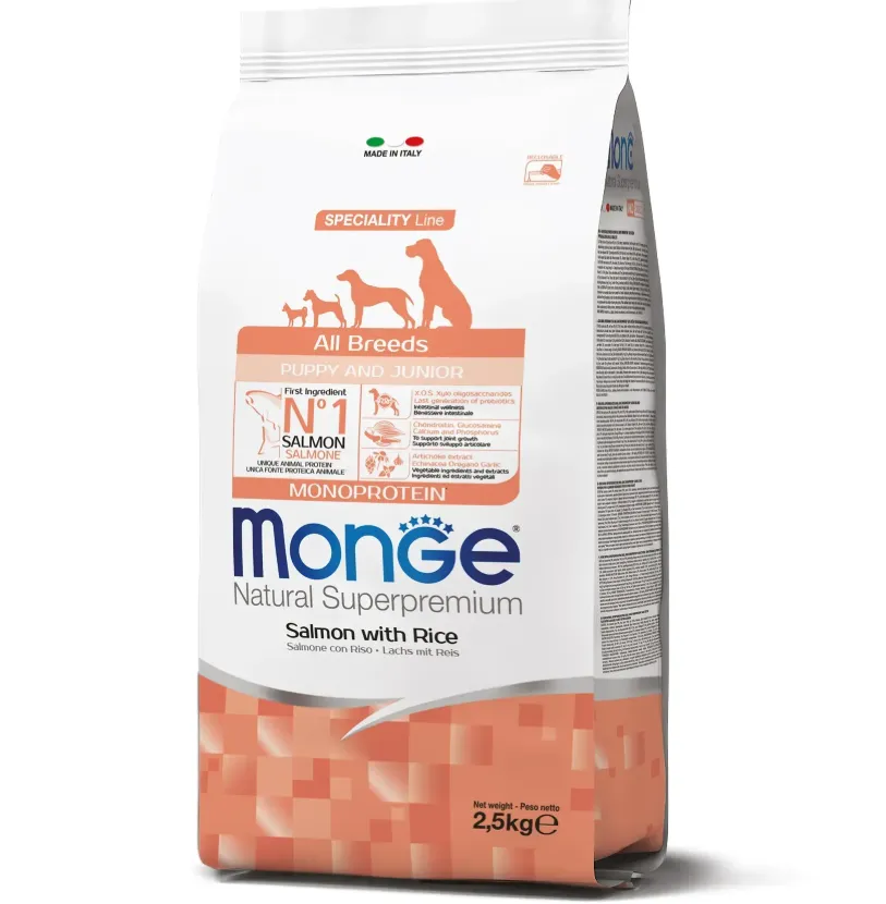 MONGE All Breeds Puppy&Junior лосось з рисом 2.5кг