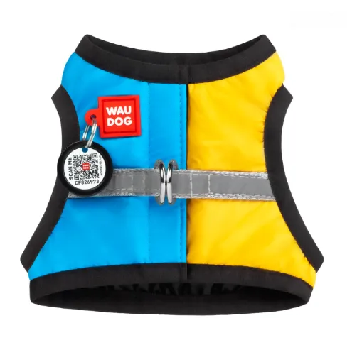 222-4020 Шлея WAUDOG Clothes м'яка, з QR паспортом, малюнок Colors of freedom, XS3 В 32-35см С 22-24см