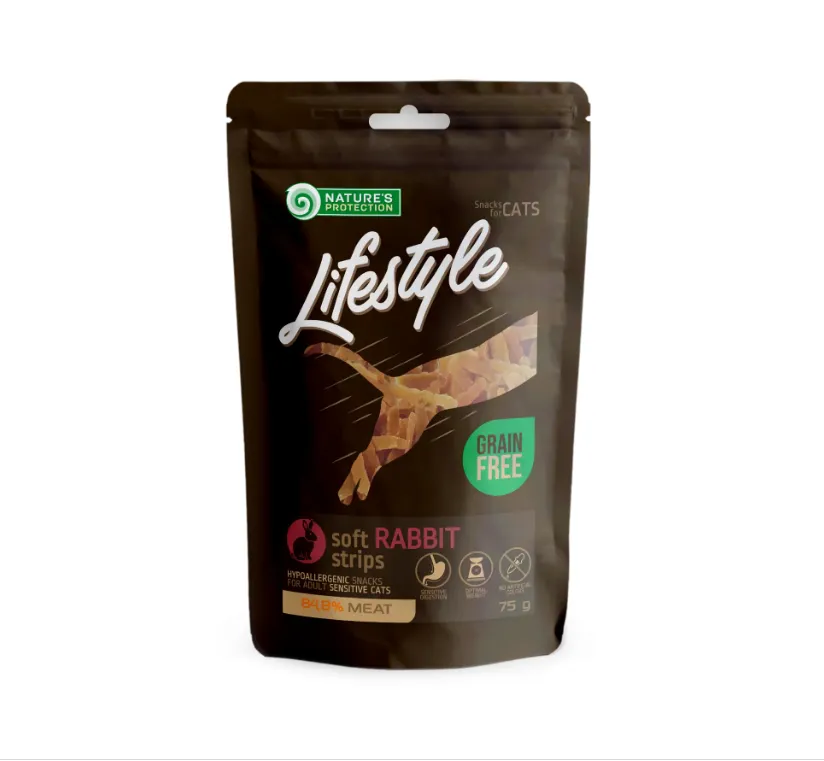 Nature's Protection LS Soft Snack Rabbit Stripes Смужки з кролика для котів 75г