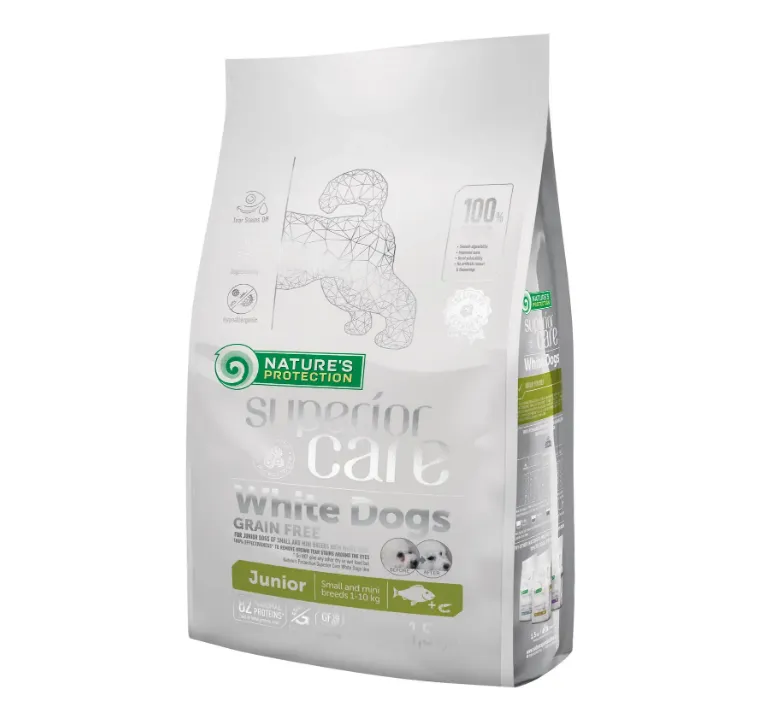 Корм для собак Nature's Protection SC Junior Small & Mini White fish (для цуценят малих та міні порід з білою шерстю, риба) 1,5кг
