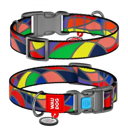 4576 Нашийник WAUDOG Nylon з QR паспортом, малюнок "Вітраж" (ширина 15мм, довжина 23-25см)
