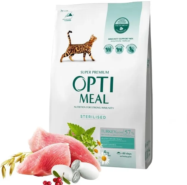 Optimeal для стерилізованих котів індичка, овес 1кг