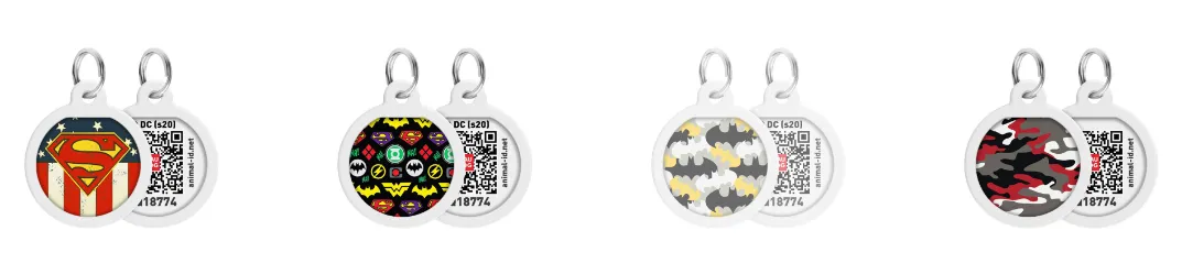 0625 Адресник металевий WAUDOG Smart ID з QR паспортом, малюнок в асорт., круг, Д 25мм