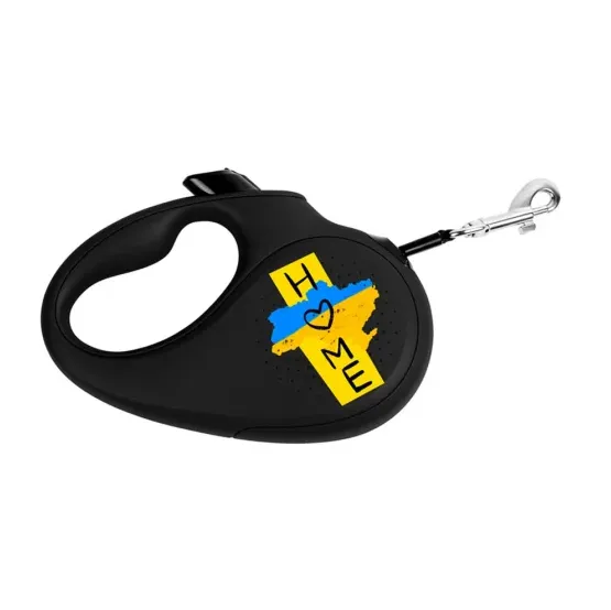 8126-0230-01 Повідець-рулетка WAUDOG R-leash малюнок "Дім" L до 50кг, 5м світловідбив. стрічка, чорна