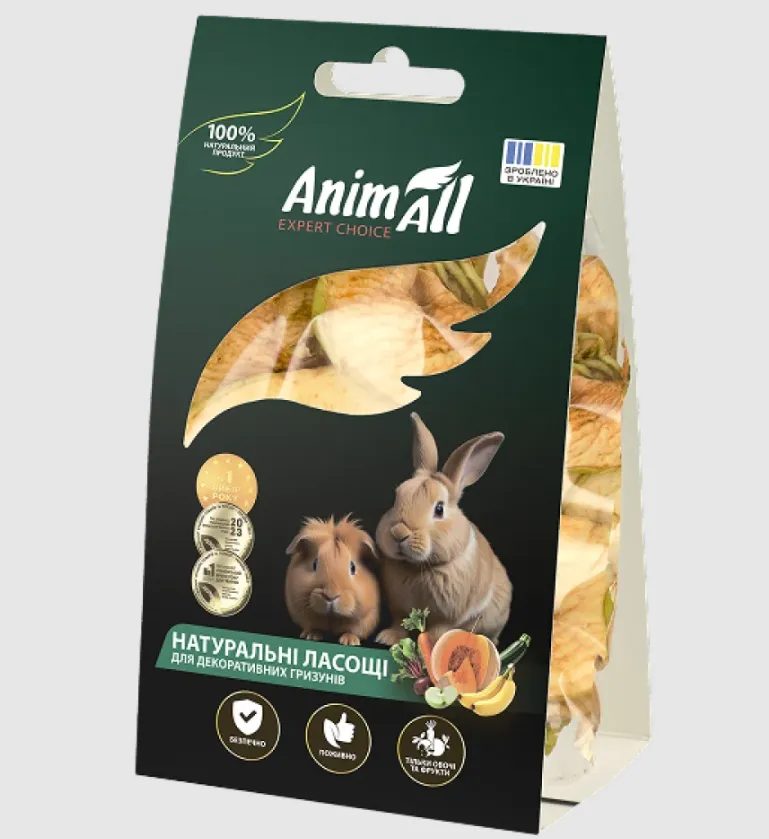 AnimAll Ласощі для гризунів Сушені яблуко та банан 30г