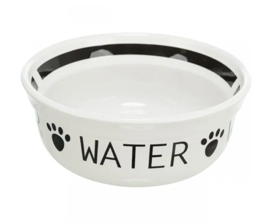 24485 Миска керамічна Trixie "Water" 0.25л/13см біла/чорна