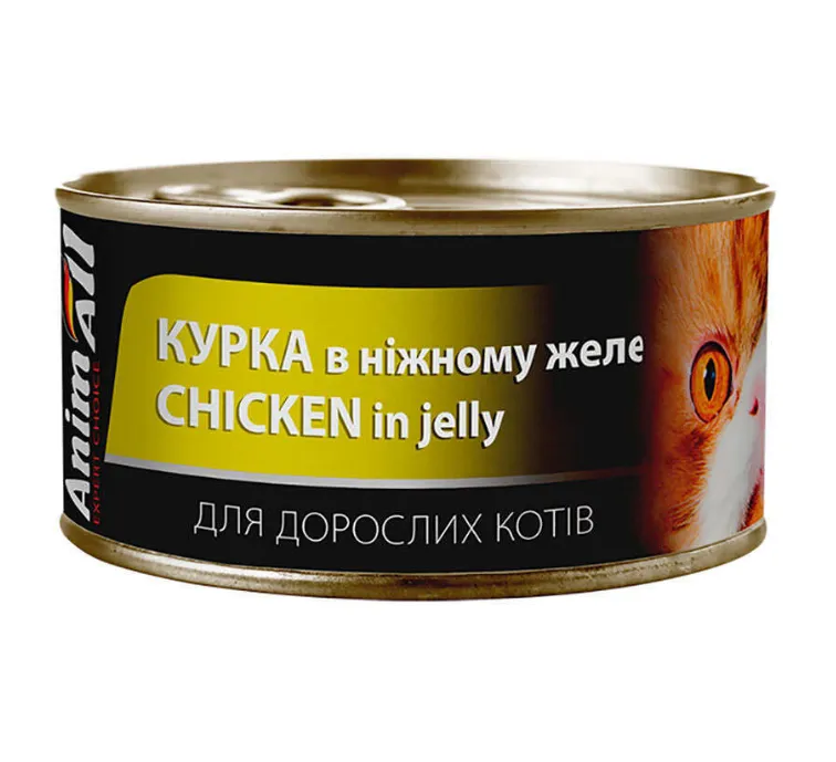 Animall вологий корм для котів, курка в ніжному желе 85г