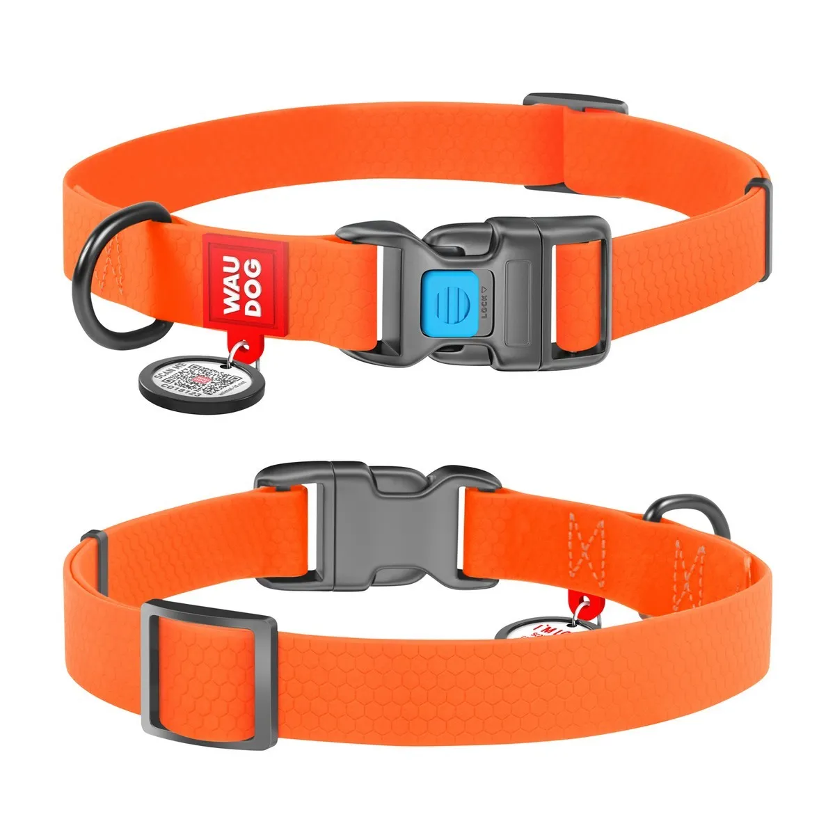27724 Нашийник WAUDOG Waterproof, водостійкий, пластикова пряжка (ширина 25 мм, довжина 31-49 см) помаранчевий