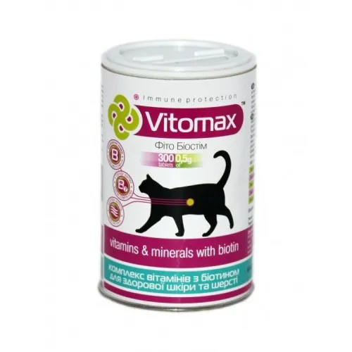 Vitomax Здорова шкіра та шерсть для котів 300табл. 200060