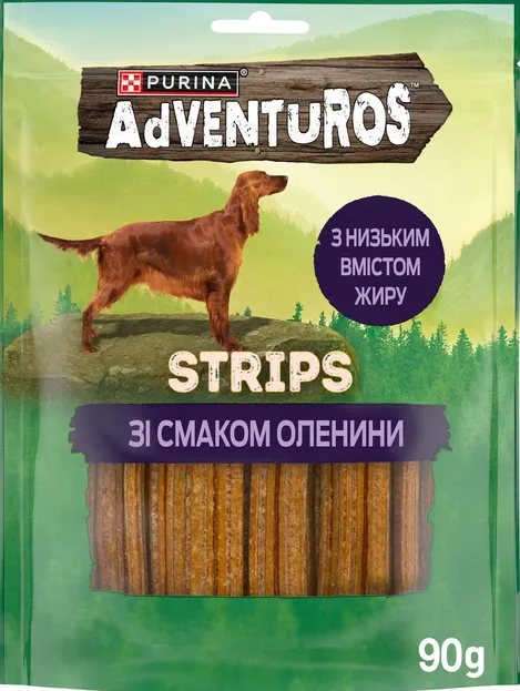 Ласощі для собак Purina Adventuros Stripes смужки дикої оленини 90г