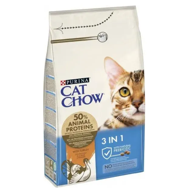 Cat Chow Feline 3в1 з індичкою для котів, 1,5 кг