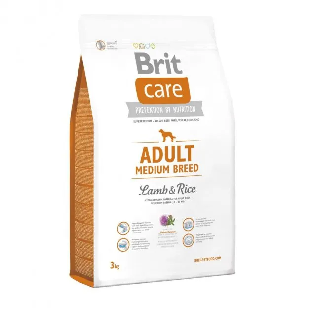 Brit Care Adult Medium Breed Lamb & Rice Ягня рис (для собак від 10 до 25кг) 3kg