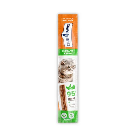 Клуб 4 Лапи М'ясна паличка для котів 4+1 (курка&качка), 5 г