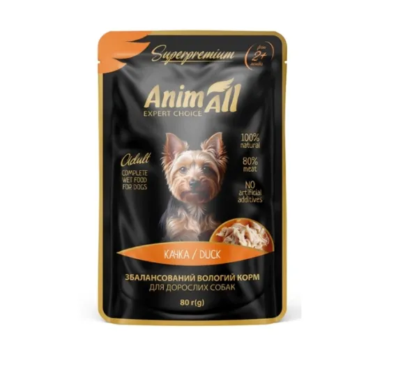 Пауч Animall для собак з качкою 80г