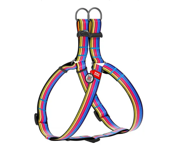 5052 Шлея WAUDOG Nylon з QR паспортом, малюнок "Лінія 1" (ширина 15мм, довжина 40-55см)