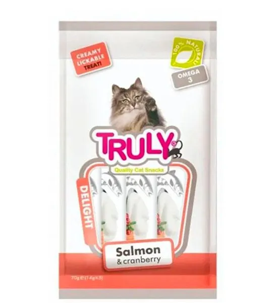 Кремові ласощі для котів Truly Delight Salmon & Cranberry (лосось & журавлина) 5*14г