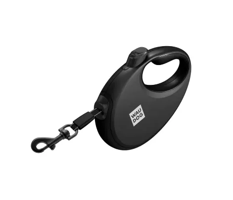 26281 Повідець-рулетка WAUDOG R-leash з контейнером для пакетів, світловідбив. стрічка М до 20кг, 5м чорна