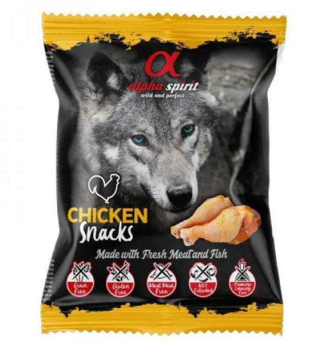 Alpha Spirit Chicken Snacks Напіввологі ласощі з курки для собак 50г