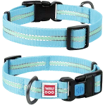 45632 Нашийник WAUDOG Nylon світлонакопичувальний (ширина-20мм, довжина 24-40см) блакитний