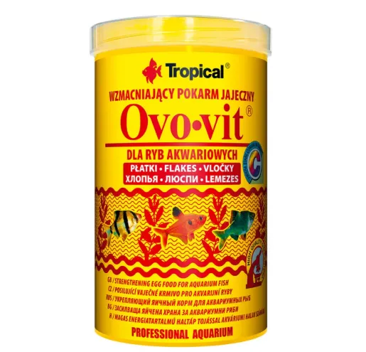 Ovo-vit 1000ml 200g з високим вмістом яєчного жовтка для всіх видів риб (пластівці) 77036