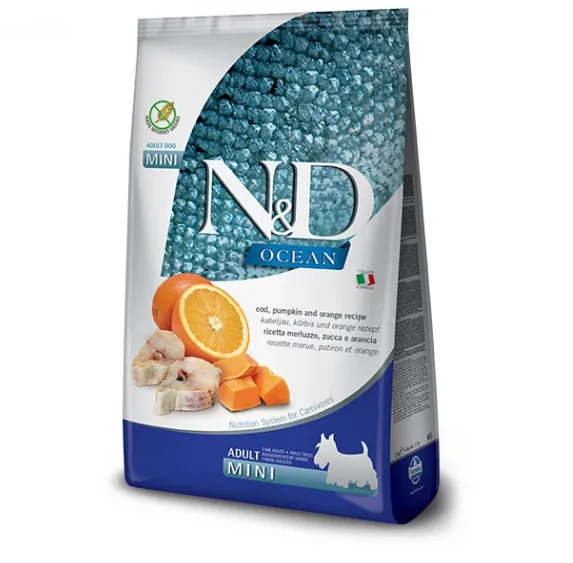Farmina Dog N&D Grain Free Ocean Cod Pumpkin&Orange Adult Mini з тріскою та апельсином для малих порід 0.8kg 36513