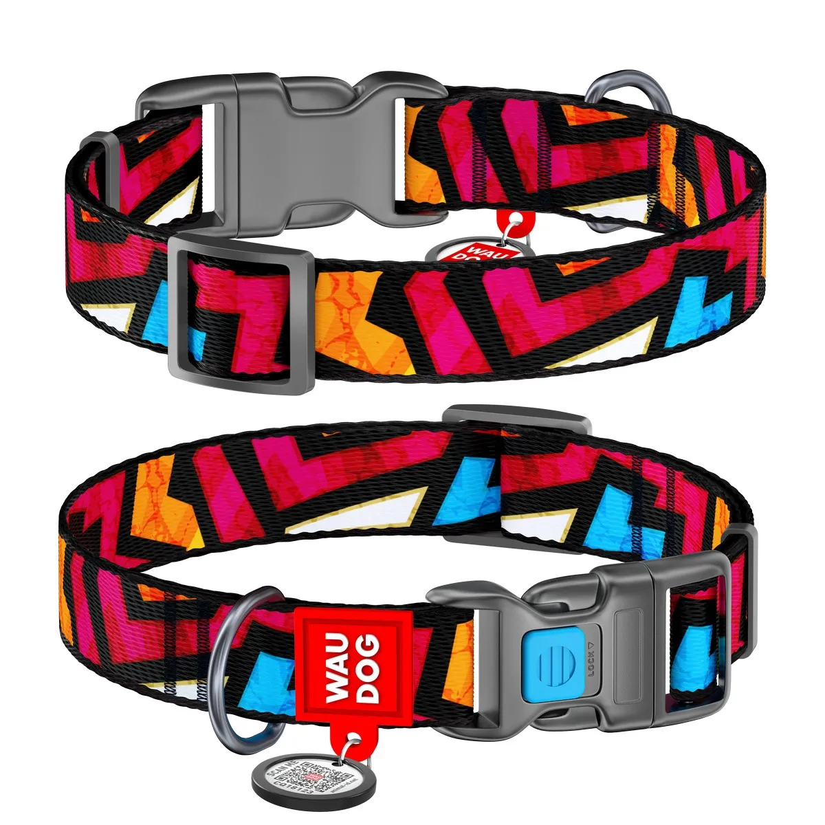 4734 Нашийник WAUDOG Nylon з малюнком "Графіті" (ширина 25 мм, довжина 31-49 см)